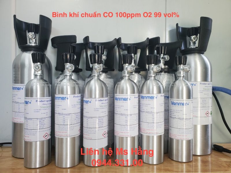 Bình khí chuẩn CO 100ppm O2 99 vol%