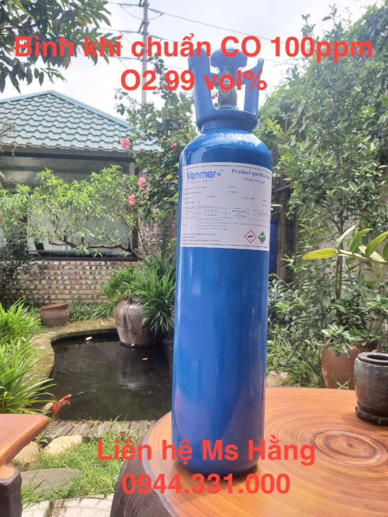 Bình khí chuẩn CO 100ppm O2 99 vol%