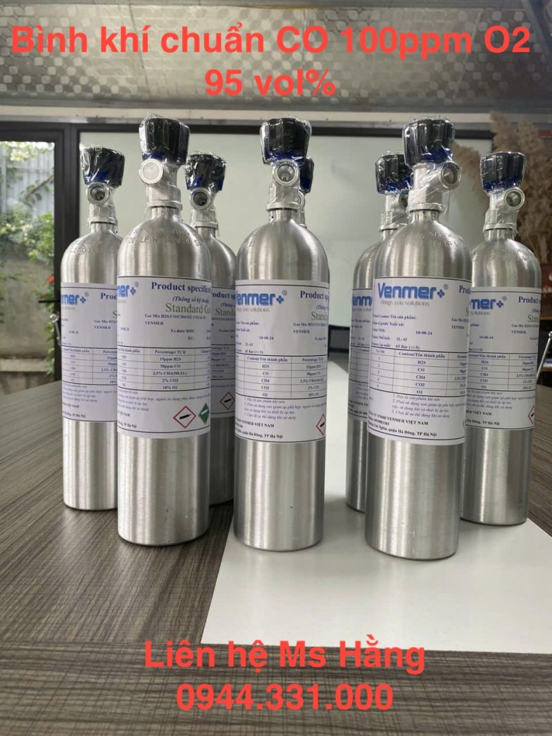 Bình khí chuẩn CO 100ppm O2 95 vol%