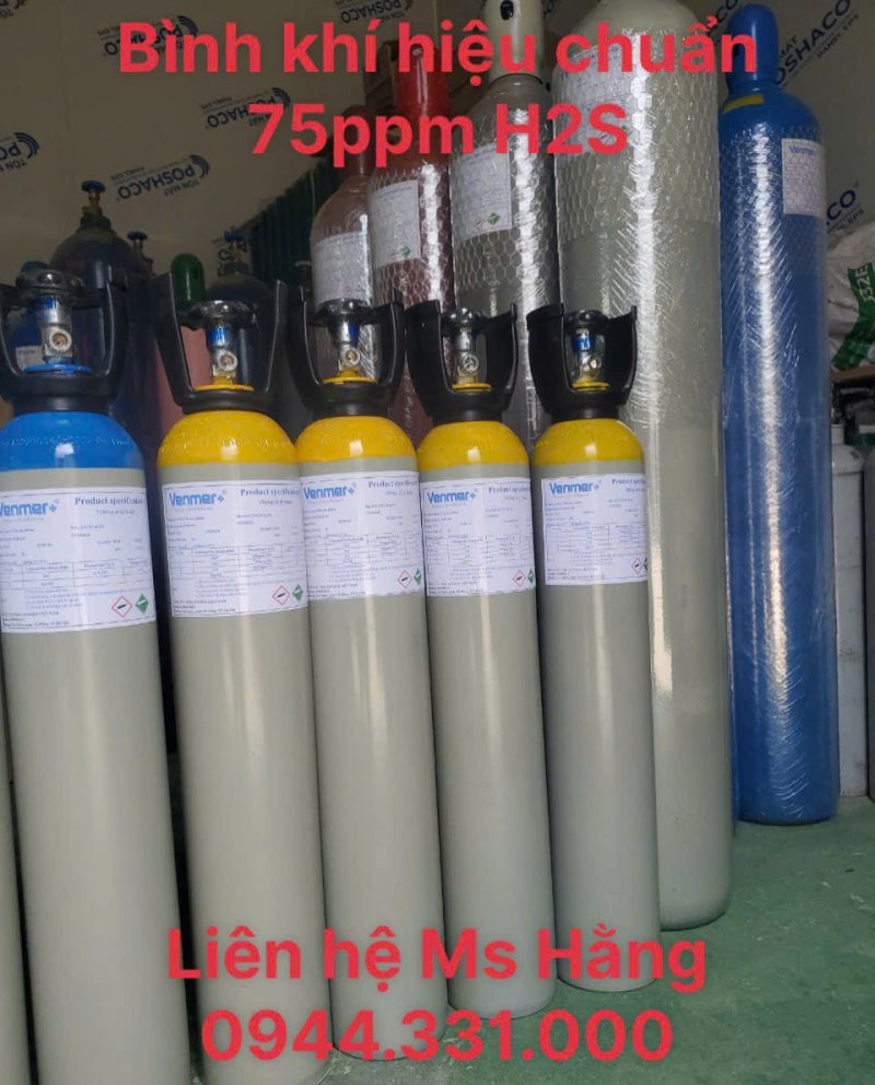 Bình khí hiệu chuẩn 75ppm H2S