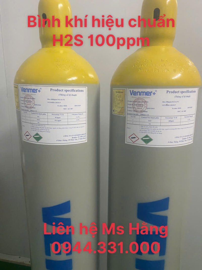 Bình khí hiệu chuẩn H2S 100ppm