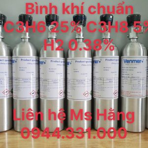 bình khí chuẩn C3H6 25% C3H8 5% H2 0,38%