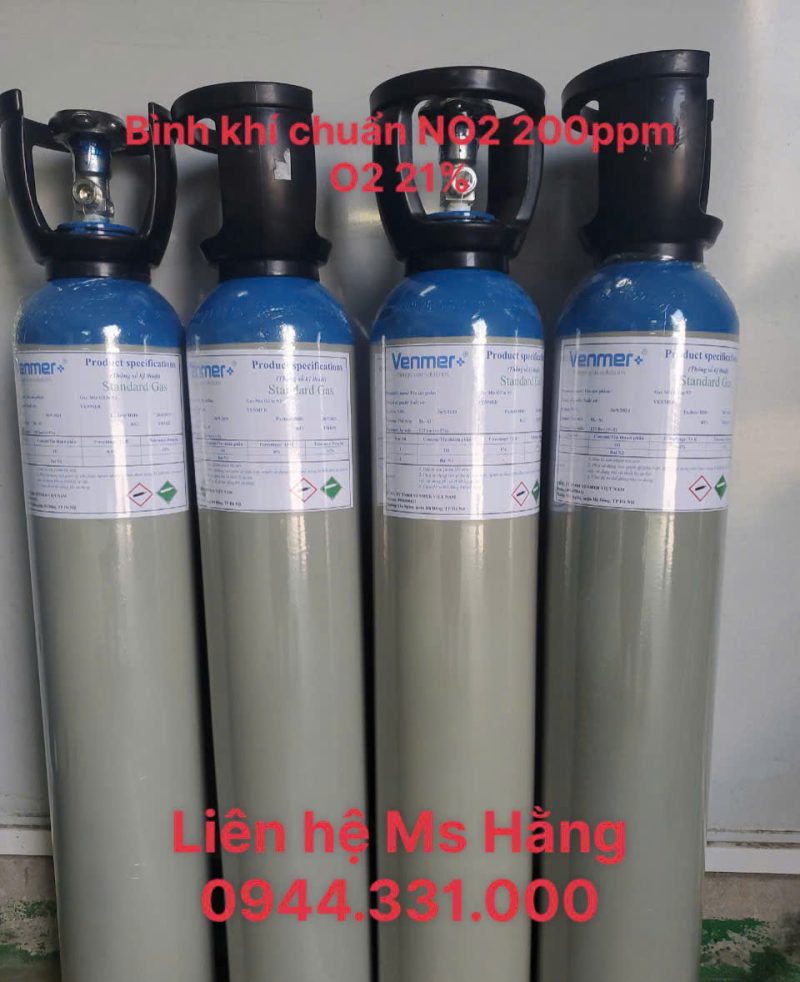 Bình khí chuẩn NO2 200ppm O2 21%