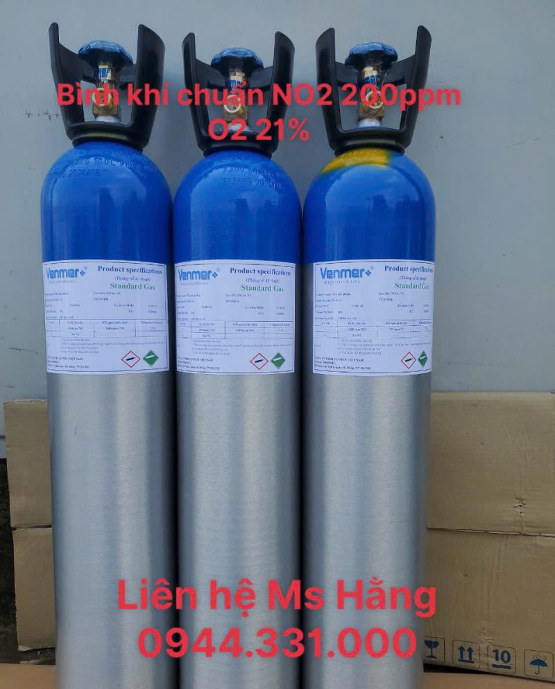 Bình khí chuẩn NO2 200ppm O2 21%