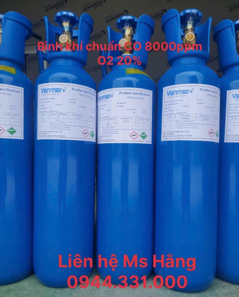 Bình khí chuẩn CO 8000ppm O2 20%