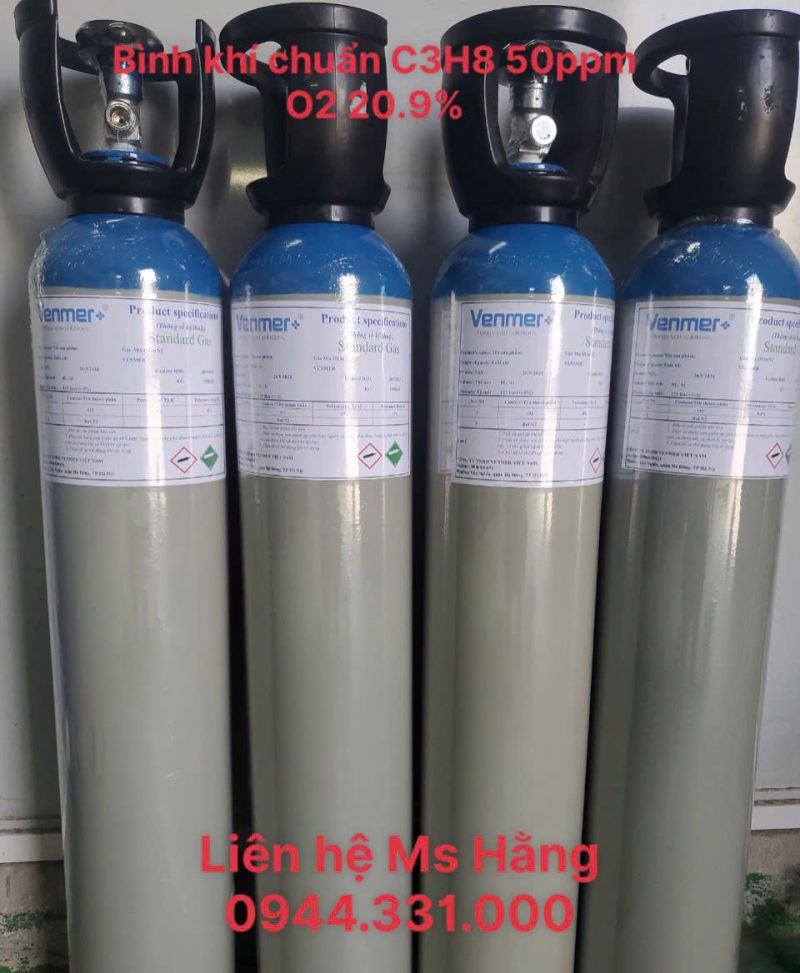 Bình khí chuẩn C3H8 50ppm O2 20.9%