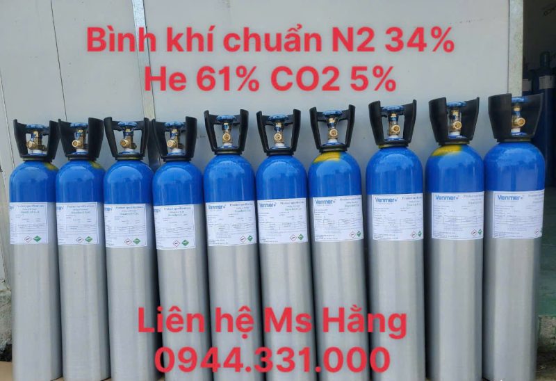 bình khí chuẩn N2 34% He 61% CO2 5%