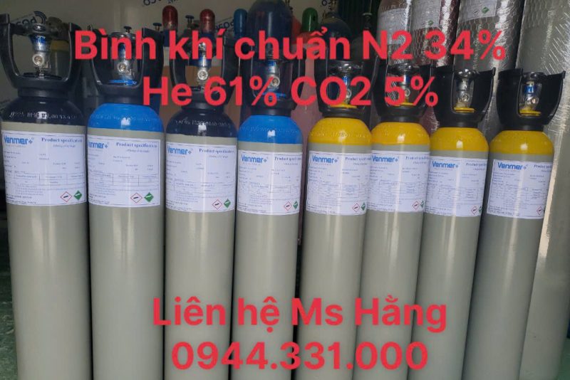 bình khí chuẩn N2 34% He 61% CO2 5%