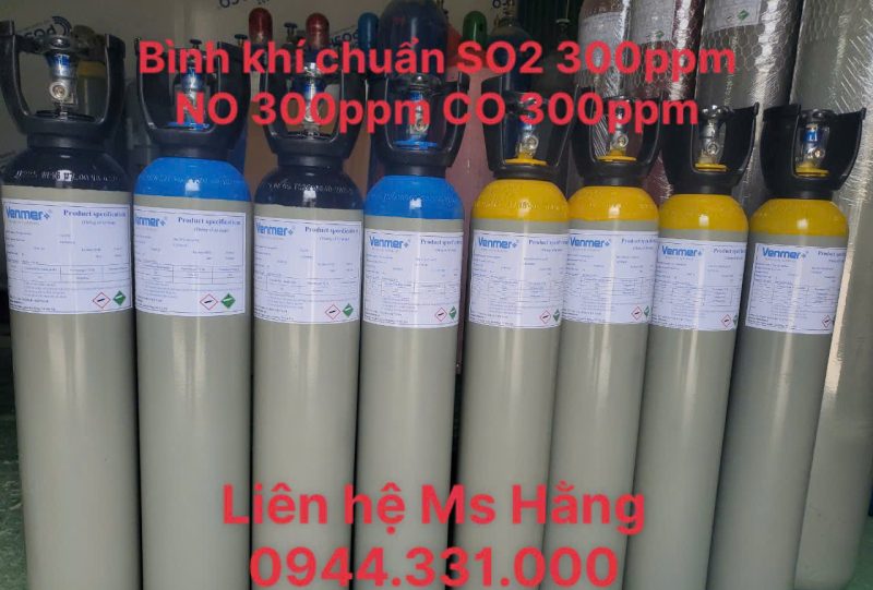 Bình khí chuẩn SO2 300ppm NO 300ppm CO 300ppm