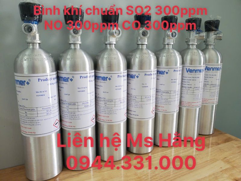 Bình khí chuẩn SO2 300ppm NO 300ppm CO 300ppm