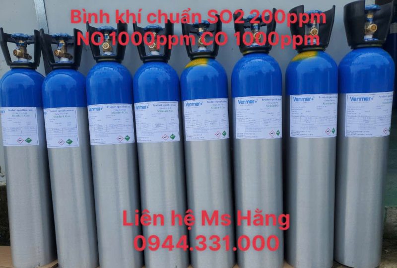 Bình khí chuẩn SO2 200ppm NO 1000ppm CO 1000ppm