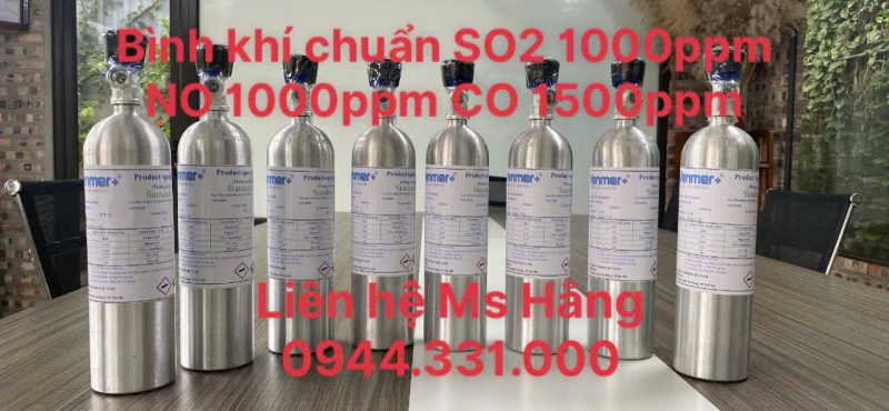 Bình khí chuẩn SO2 1000ppm NO 1000ppm CO 1500ppm