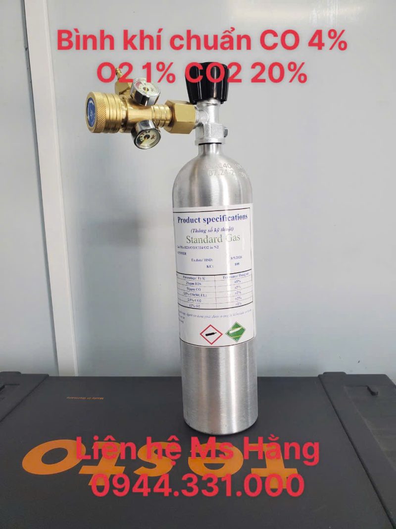 Bình khí chuẩn CO 4% O2 1% CO2 20%