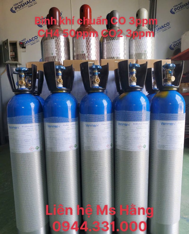 Bình khí chuẩn CO 3ppm CH4 50ppm CO2 3ppm