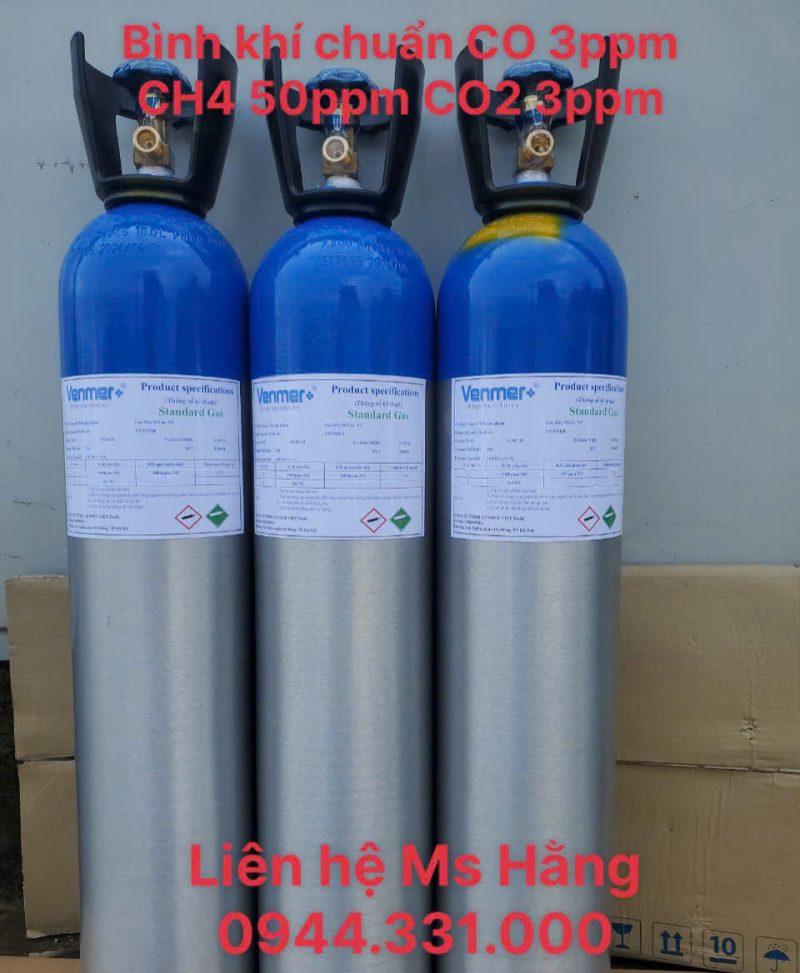 Bình khí chuẩn CO 3ppm CH4 50ppm CO2 3ppm