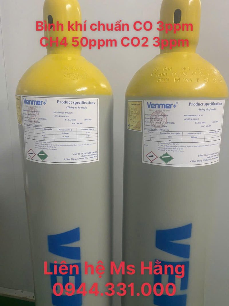 Bình khí chuẩn CO 3ppm CH4 50ppm CO2 3ppm