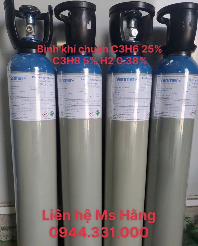 Bình khí chuẩn C3H6 25% C3H8 5% H2 0.38%