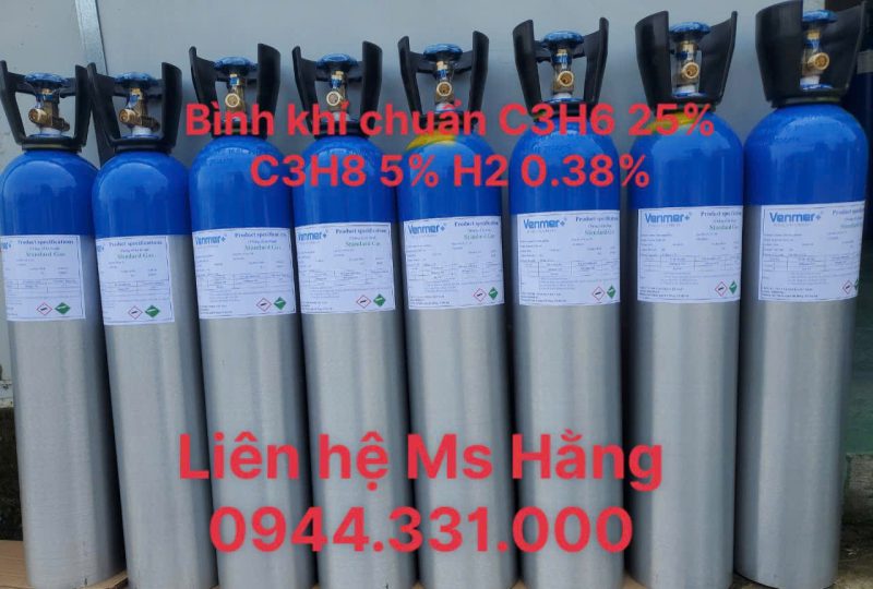 Bình khí chuẩn C3H6 25% C3H8 5% H2 0.38%