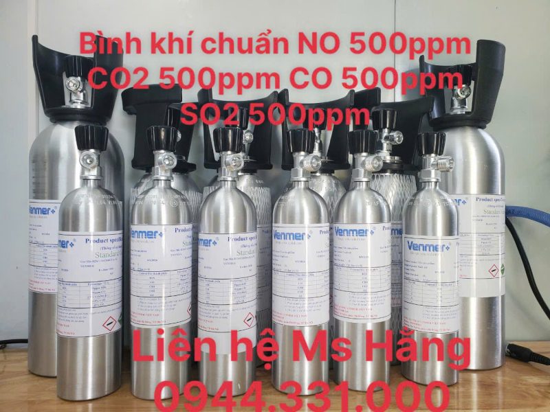 Bình khí chuẩn NO 500ppm CO2 500ppm CO 500ppm SO2 500ppm