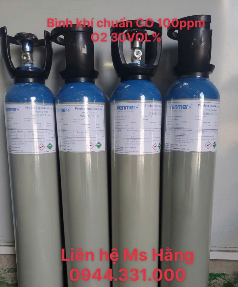 Bình khí chuẩn CO 100ppm O2 30 VOL%