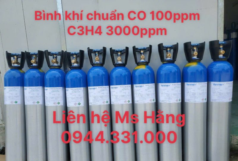 Bình khí chuẩn CO 100ppm C3H4 3000ppm