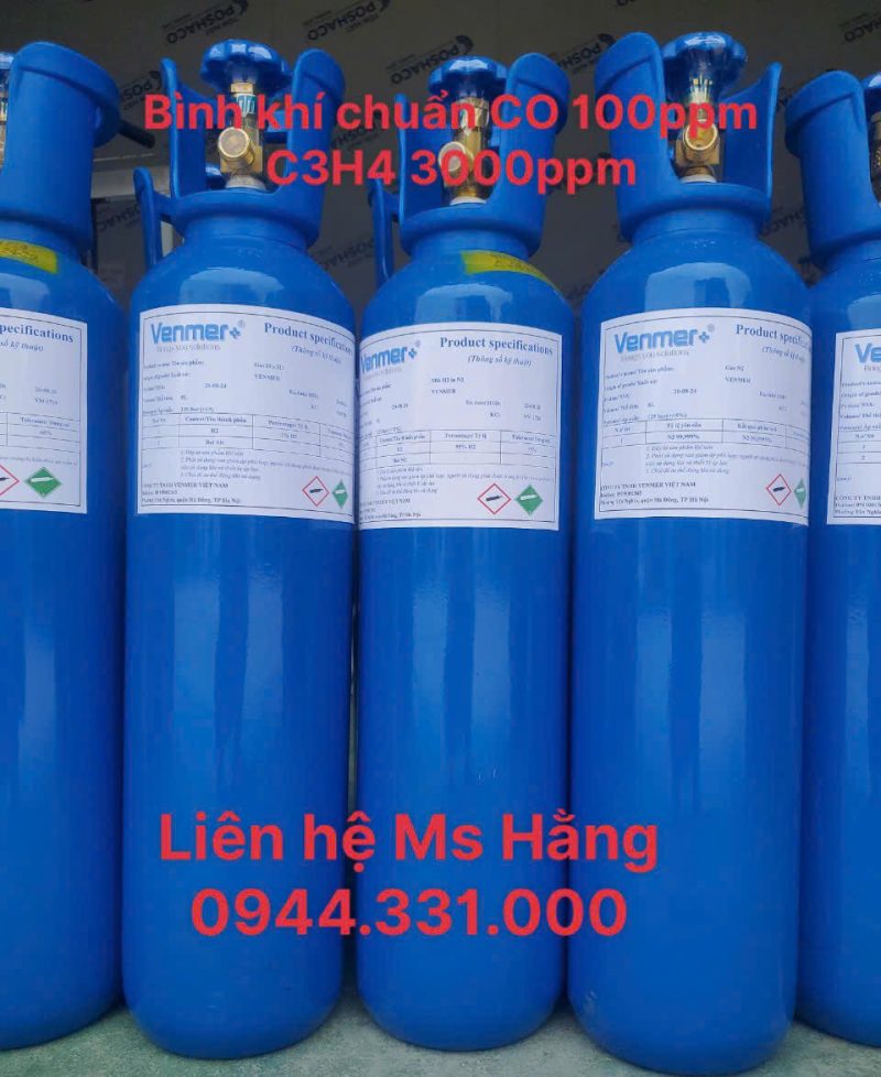 Bình khí chuẩn CO 100ppm C3H4 3000ppm