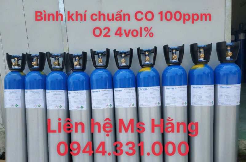 Bình khí chuẩn CO 100ppm O2 4vol%