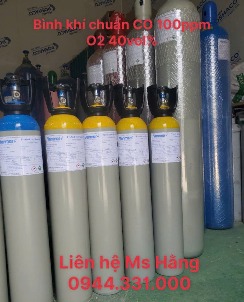 Bình khí chuẩn CO 100ppm O2 40vol%