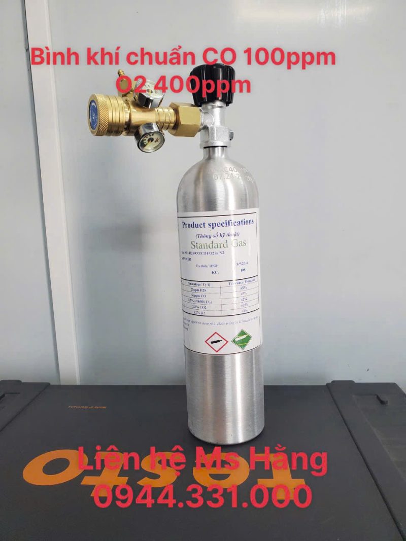 Bình khí chuẩn CO 100ppm O2 400ppm