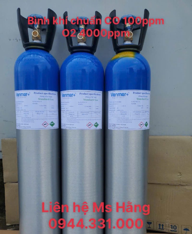 Bình khí chuẩn CO 100ppm O2 4000ppm