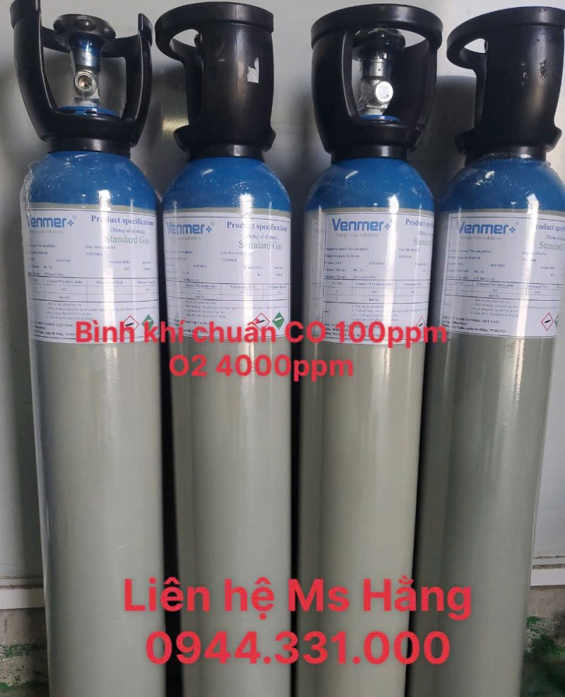 Bình khí chuẩn CO 100ppm O2 4000ppm