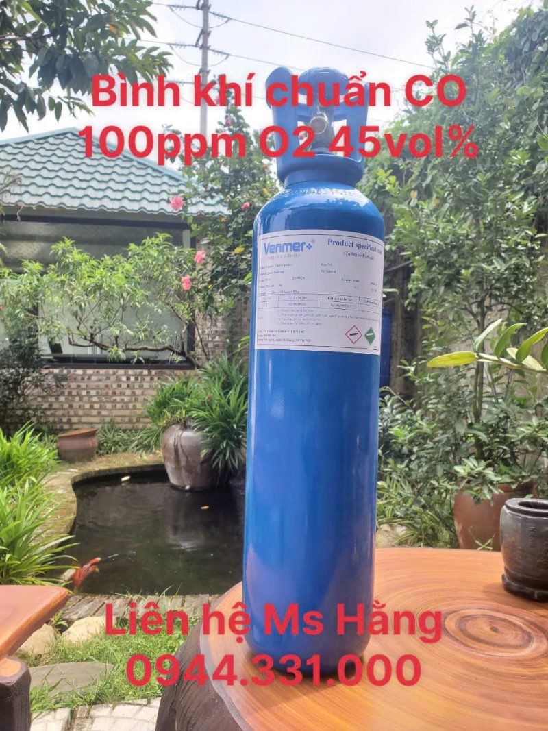 Bình khí chuẩn CO 100ppm O2 45vol%