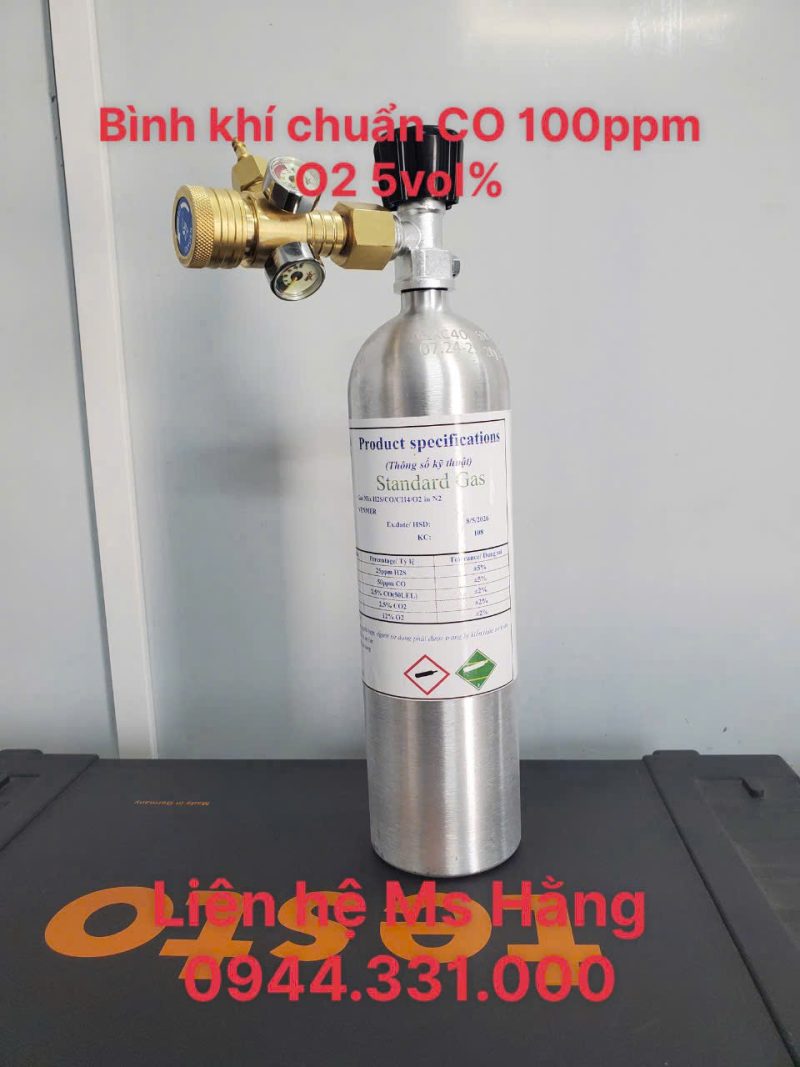 Bình khí chuẩn CO 100ppm O2 5vol%