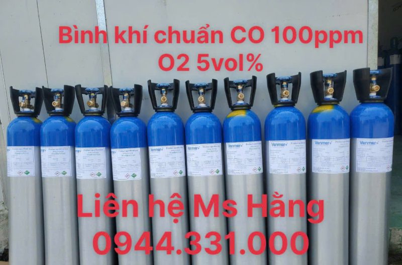 Bình khí chuẩn CO 100ppm O2 5vol%