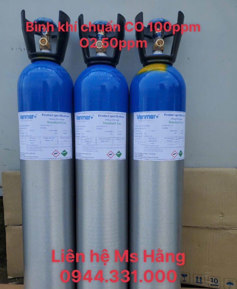 Bình khí chuẩn CO 100ppm O2 50ppm