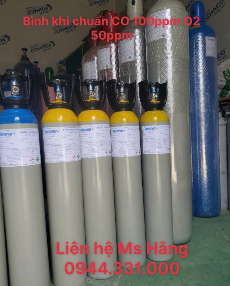 Bình khí chuẩn CO 100ppm O2 50ppm