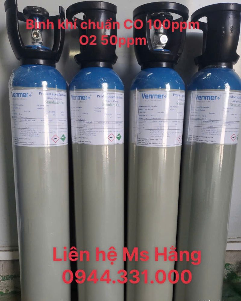 Bình khí chuẩn CO 100ppm O2 50ppm