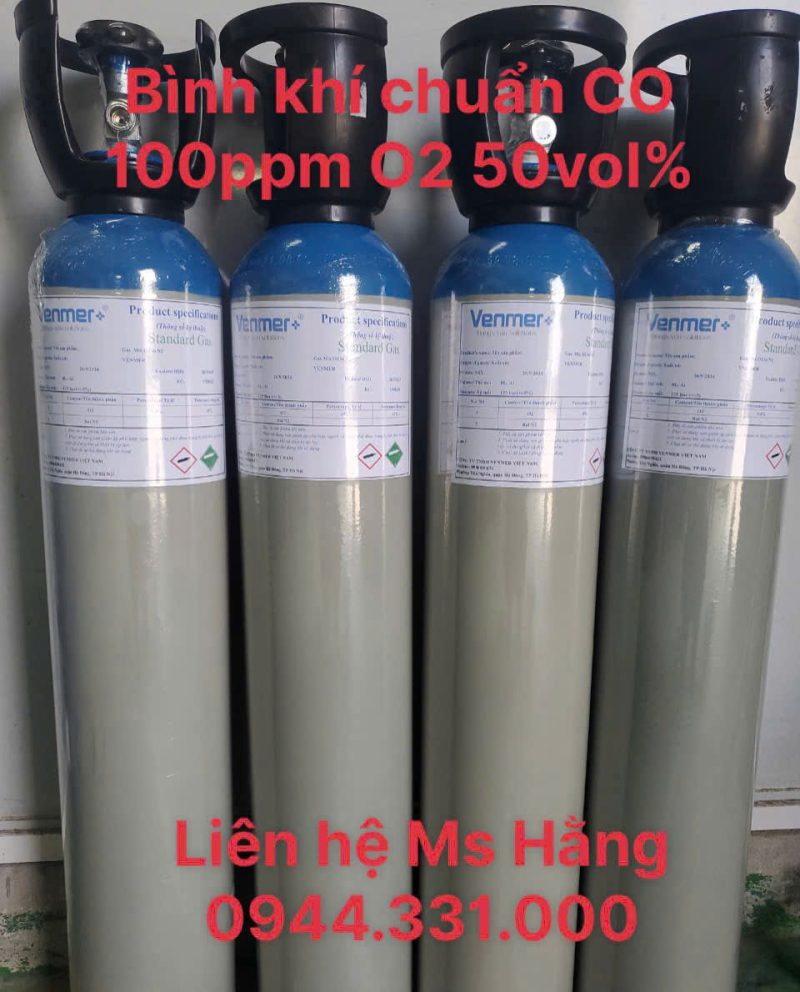 Bình khí chuẩn CO 100ppm O2 50vol%