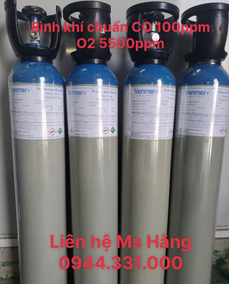 Bình khí chuẩn CO 100ppm O2 5500ppm