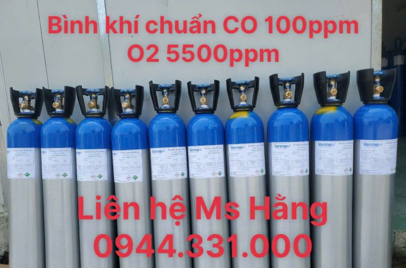 Bình khí chuẩn CO 100ppm O2 5500ppm