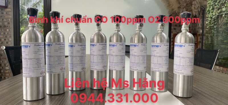 Bình khí chuẩn CO 100ppm O2 600ppm