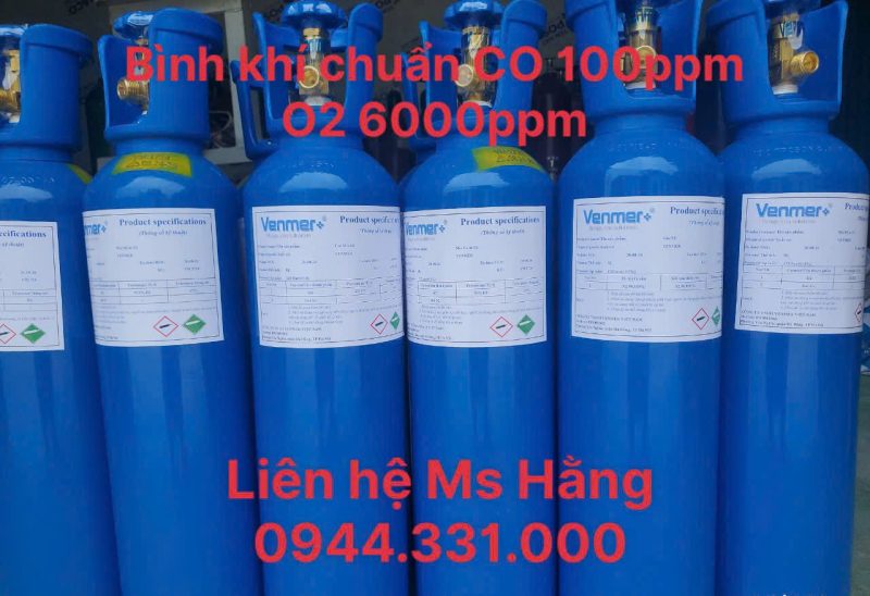 Bình khí chuẩn CO 100ppm O2 6000ppm