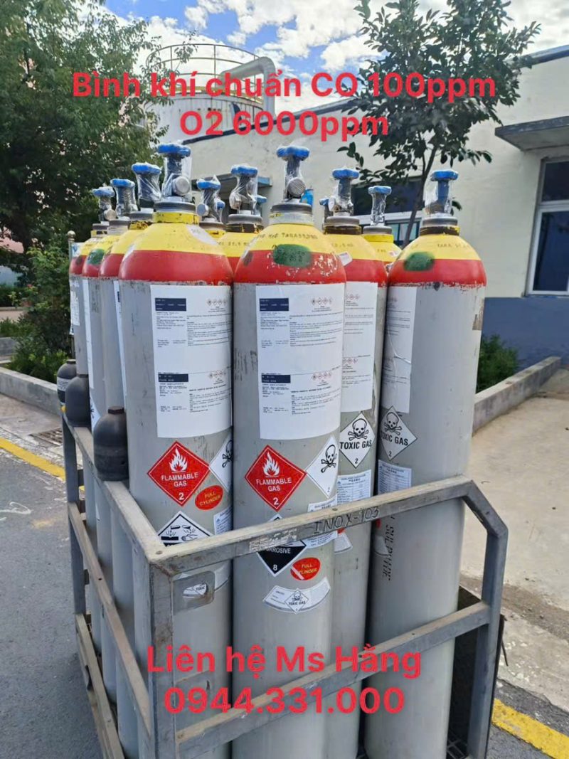 Bình khí chuẩn CO 100ppm O2 6000ppm