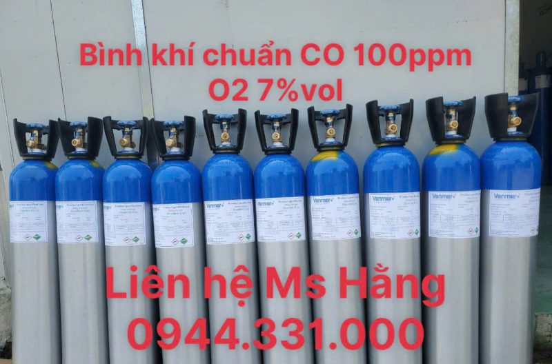 Bình khí chuẩn CO 100ppm O2 7vol%