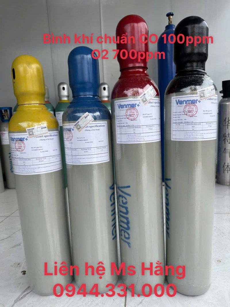 Bình khi chuẩn CO 100ppm O2 700ppm