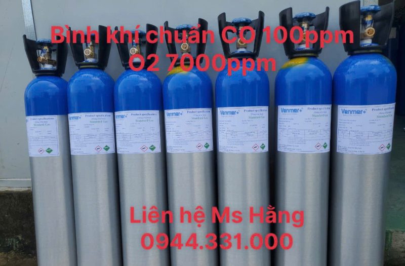 Bình khí chuẩn CO 100ppm O2 7000ppm