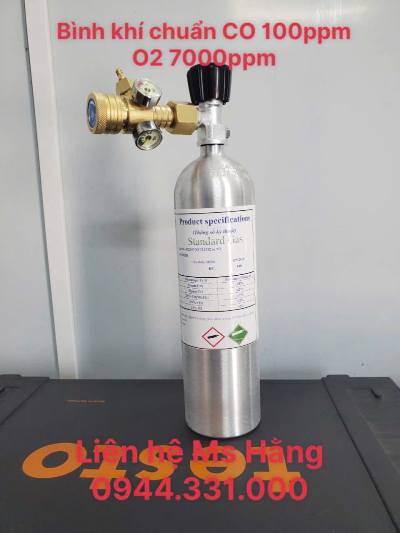 Bình khí chuẩn CO 100ppm O2 7000ppm