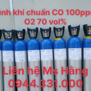 Bình khí chuẩn CO 100ppm O2 70 vol%