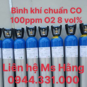 Bình khí chuẩn CO 100ppm O2 8 vol%