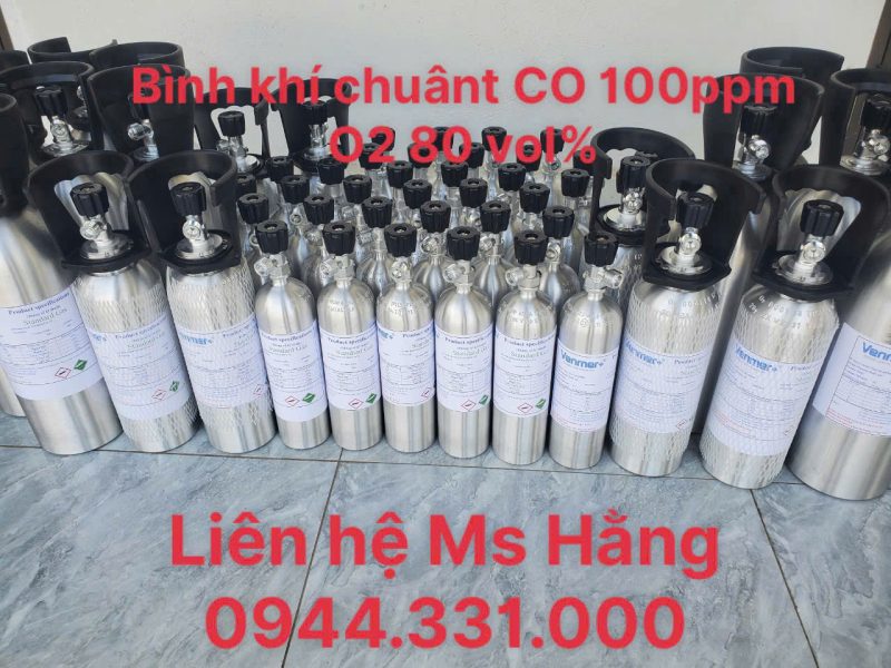 Bình khí chuẩn CO 100ppm O2 80 vol%